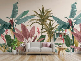 Banana Multicolor Leaves Tropical Wallpaper Murals image 1