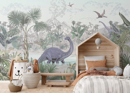 Dinosaur Design| Jungle Theme Nursery Peel And Stick Wallpaper image 2