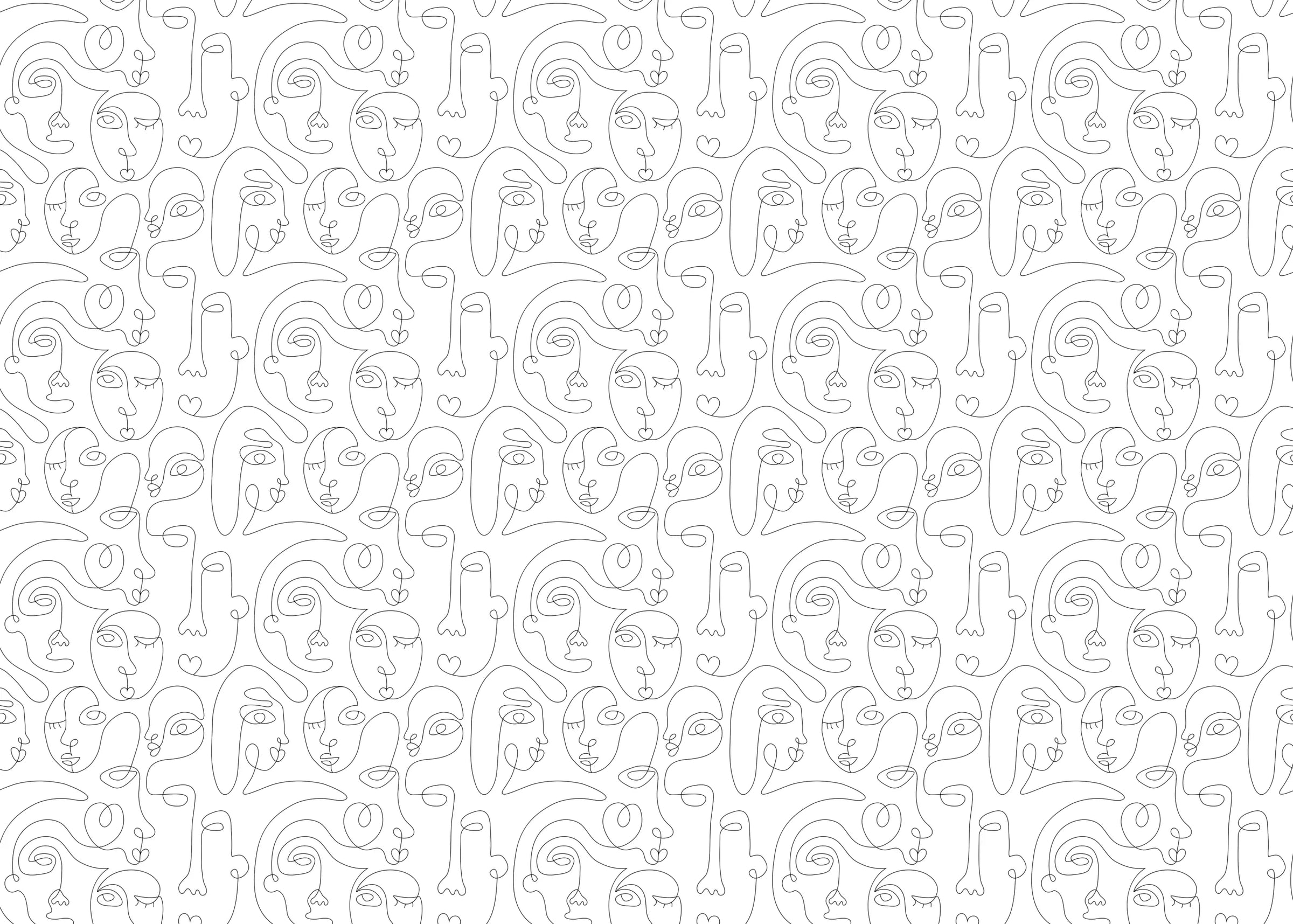 Abstract Face Line Art | Contemporary Artistic Design | Minimalist Style | Living Room Removable Wallpaper image 6