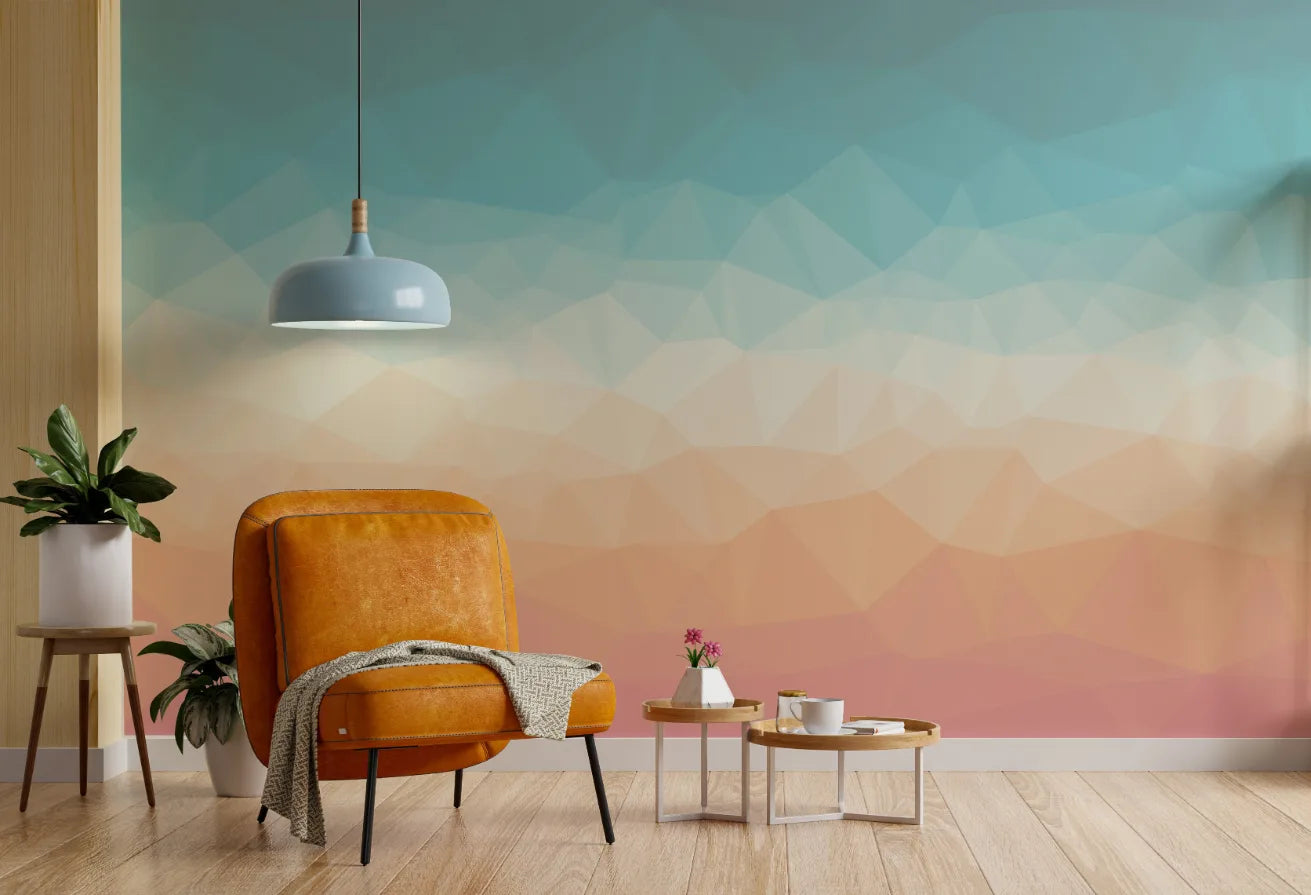 Geometric Soft Shades Ombre Wallpaper Mural image 3