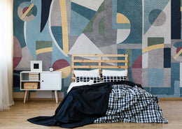 Geometric Wall Art Wallpaper | Blue And Yellow Removable Accent Decor image 3