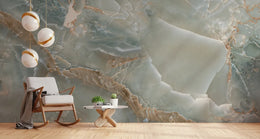 Light Blue Marble Wallpaper Mural Wall Decor image 2