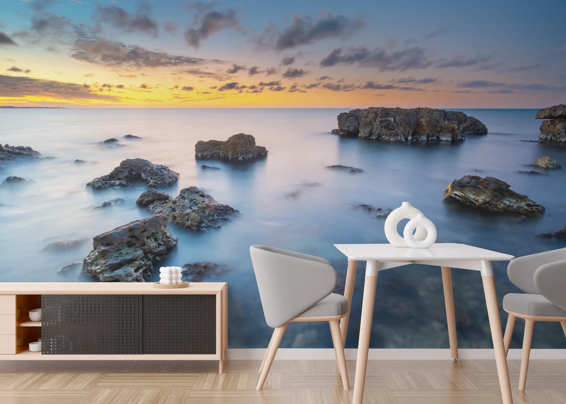 Sunset Ocean Wallpaper | Blue Seascape Peel and Stick Wallpaper image 5