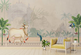 Removable Pichwai Cow Indian Traditional Wallpaper image 1