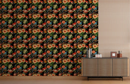 Exotic Tropical Birds Wallpaper | Black Floral Removable Bedroom Decor image 3