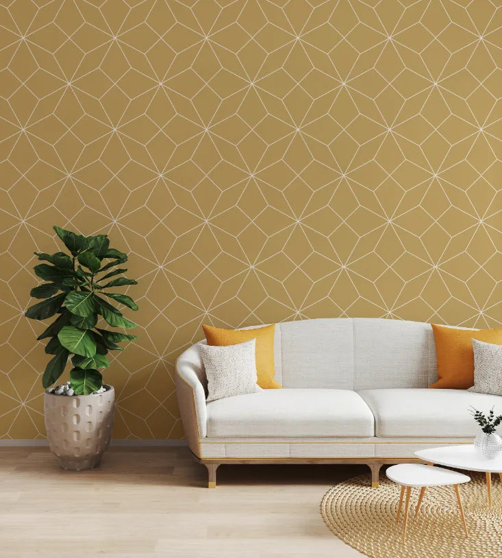 Geometric Diamond Yellow Self-Adhesive Wallpaper image 4
