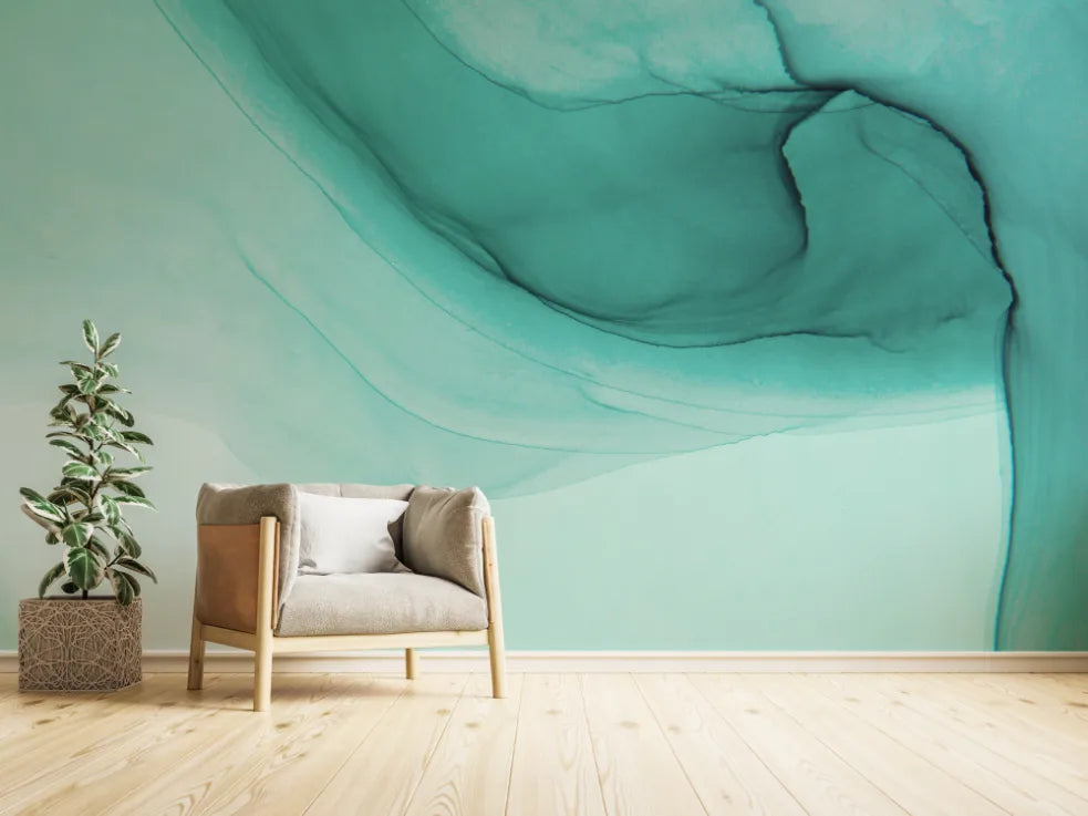 Light Aqua Turquoise Marble Wall Mural Living Room image 3