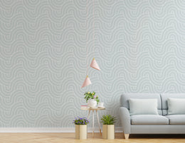 Curved Line Wave Pattern Wallpaper | Light Grey Peel and Stick image 0