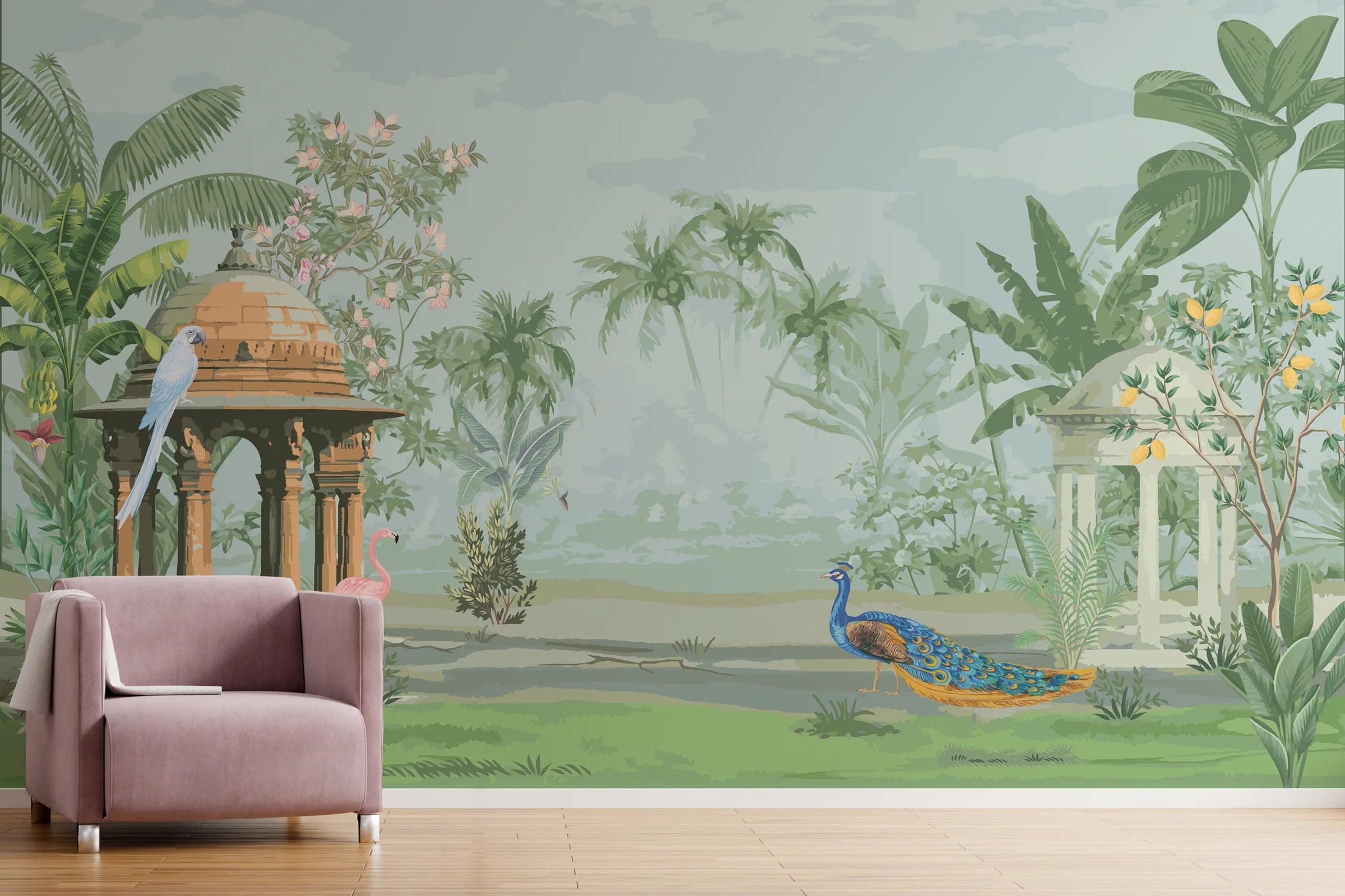 Indian Miniature Art Tropical Removable Wallpaper image 0