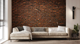 Rustic Dark Red Color Brick Wall Mural Art image 2