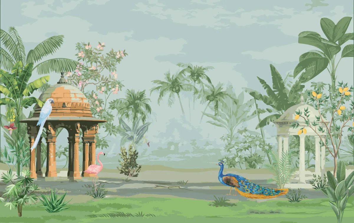 Indian Miniature Art Tropical Removable Wallpaper image 5