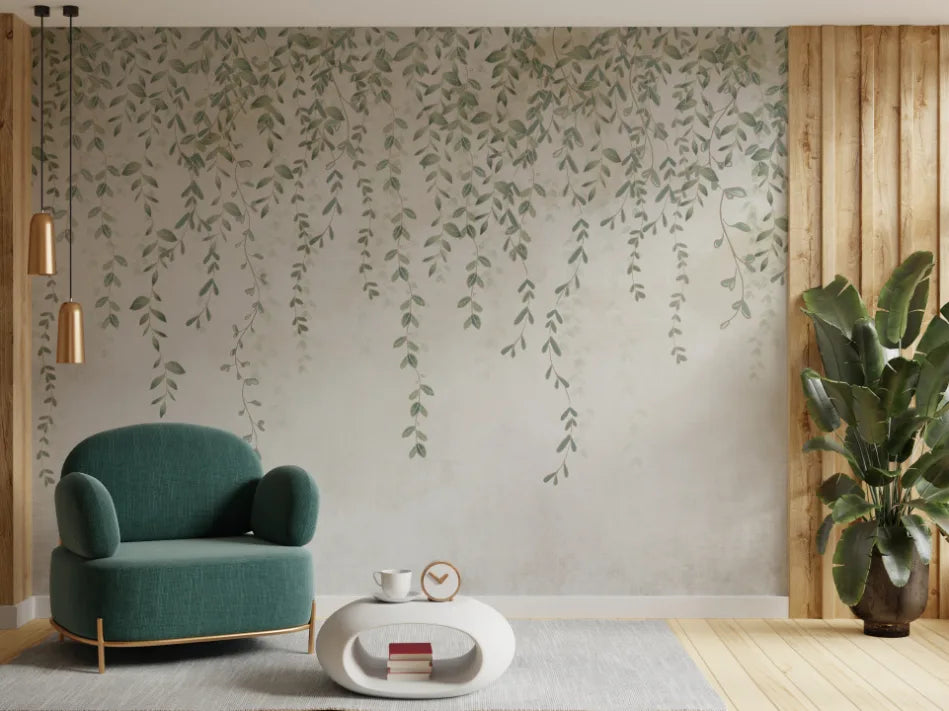 Foggy Hanging Leaves Wallpaper Murals image 3