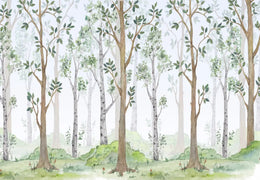 Bright Watercolor Forest Wallpaper image 5