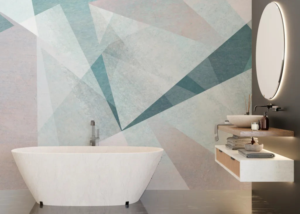 Pastel Colors Asymmetrical Modern Geometric Wallpaper image 3