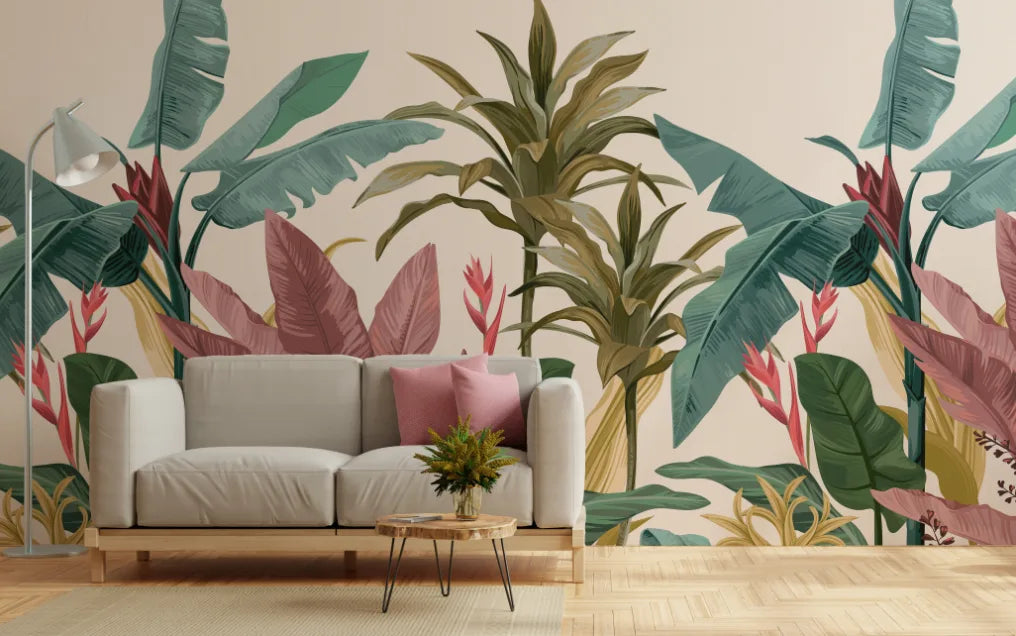 Banana Multicolor Leaves Tropical Wallpaper Murals image 2