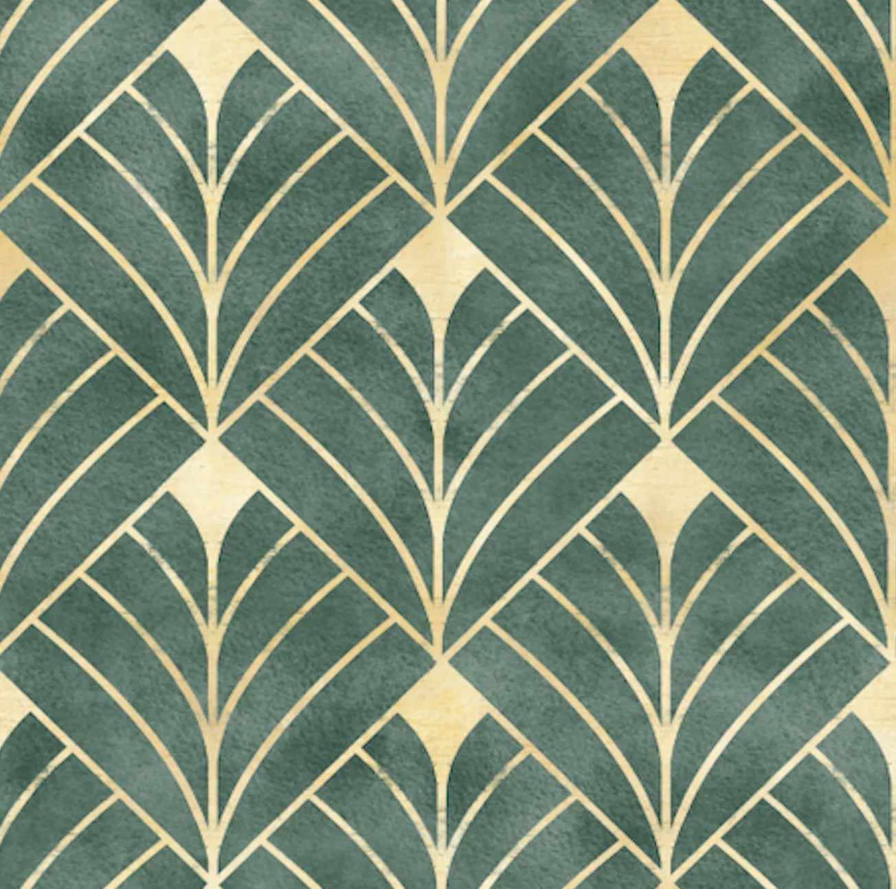 Green and Gold Art Deco Wallpaper | Removable Luxury Wall Decor image 1