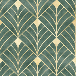 Green and Gold Art Deco Wallpaper | Removable Luxury Wall Decor image 1