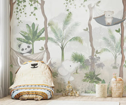 Leafy Heaven And Cute Tot Animal Kids Wallpaper image 1