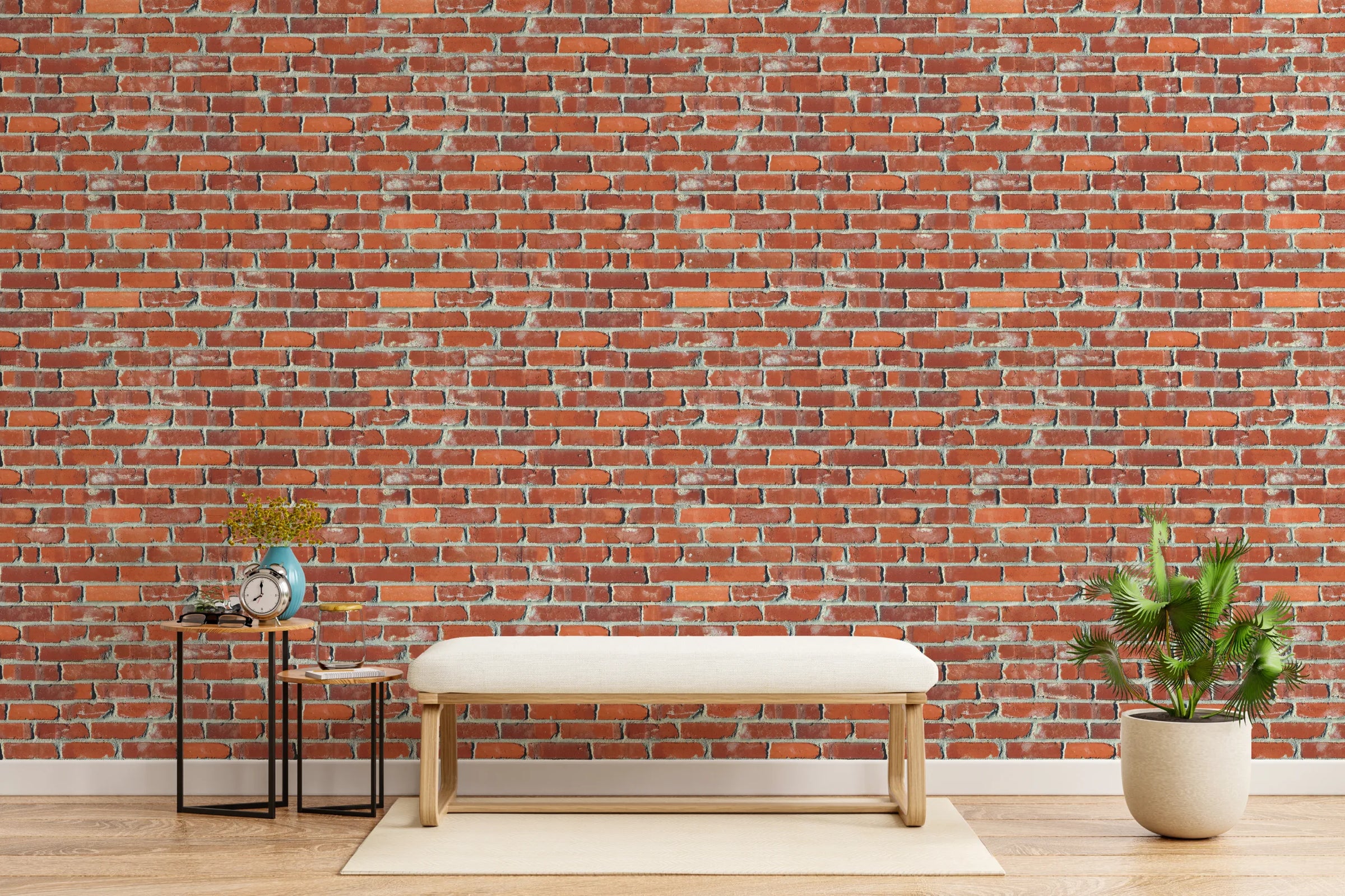 Faux Brick Design | Rustic Red Peel and Stick Farmhouse Wallpaper image 1