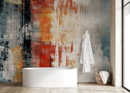 Grunge Abstract Concrete Wallpaper | Red Blue Peel and Stick Wallpaper image 4