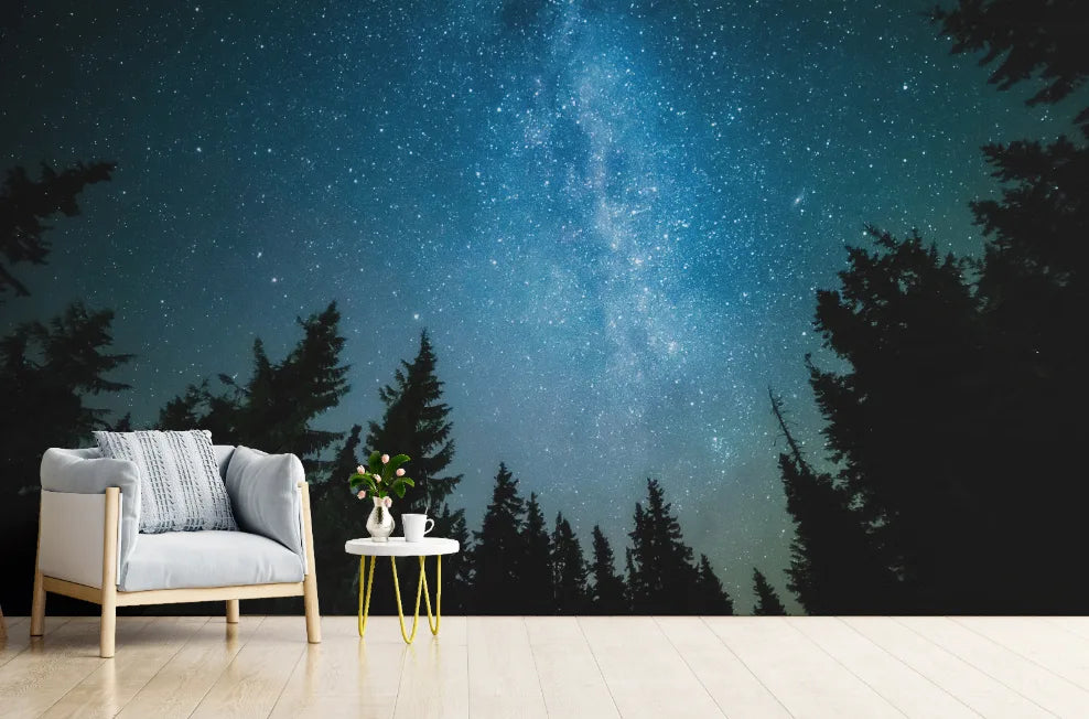 Dreamy Starry Night Jungle Wallpaper image 3