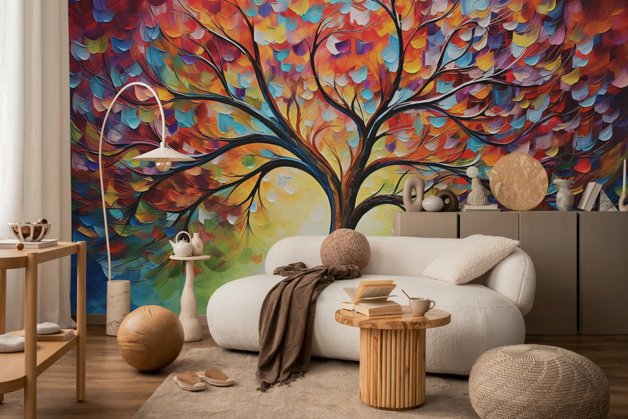 Color Burst Abstract Tree Peel and Stick Wallpaper