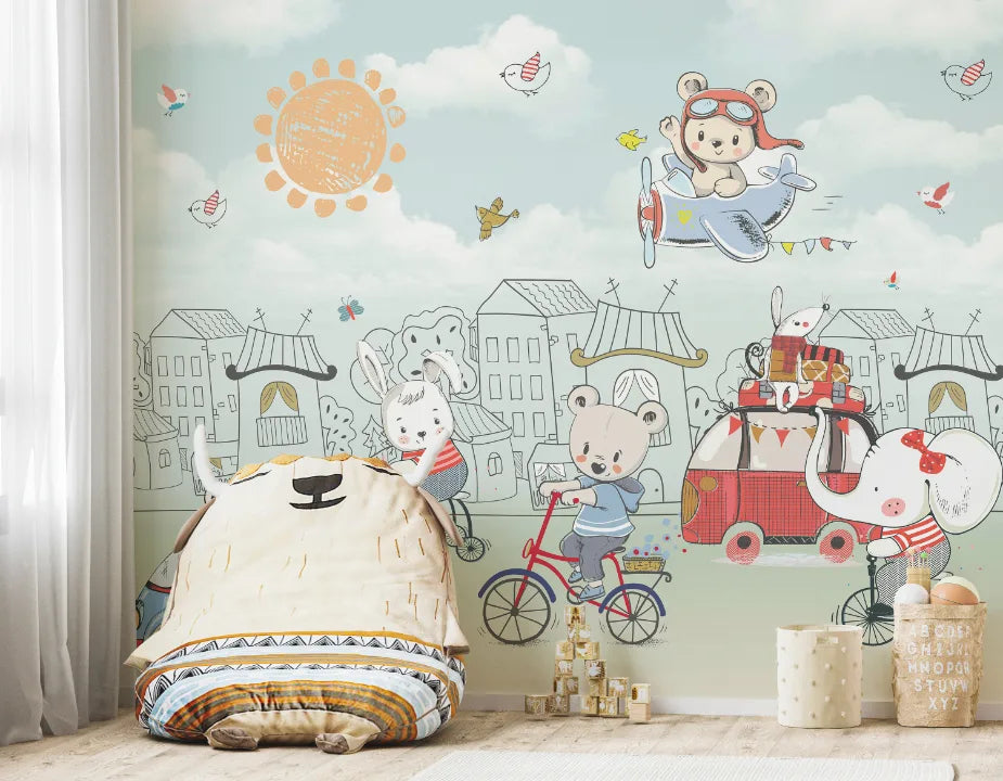 Charming Teddy Kids Room Wallpaper Mural image 4