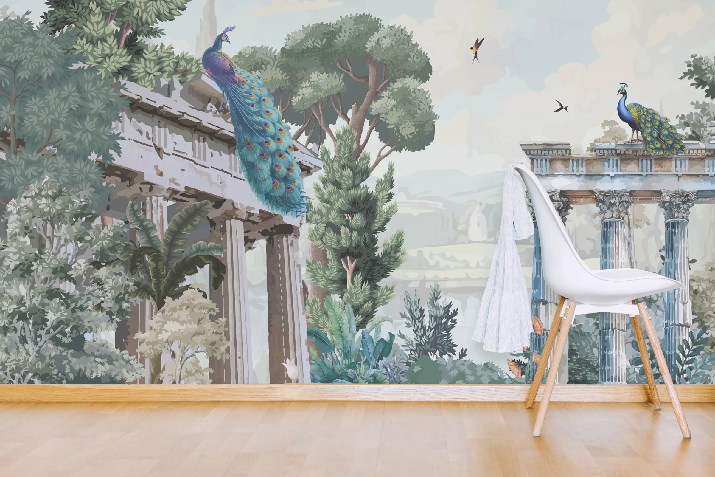 Peacock Wallpaper | Turquoise Mughal Art Removable Room Decor image 3