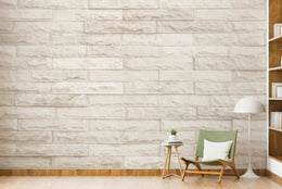 Creamy Brick Effect Living Room Wall Mural image 3