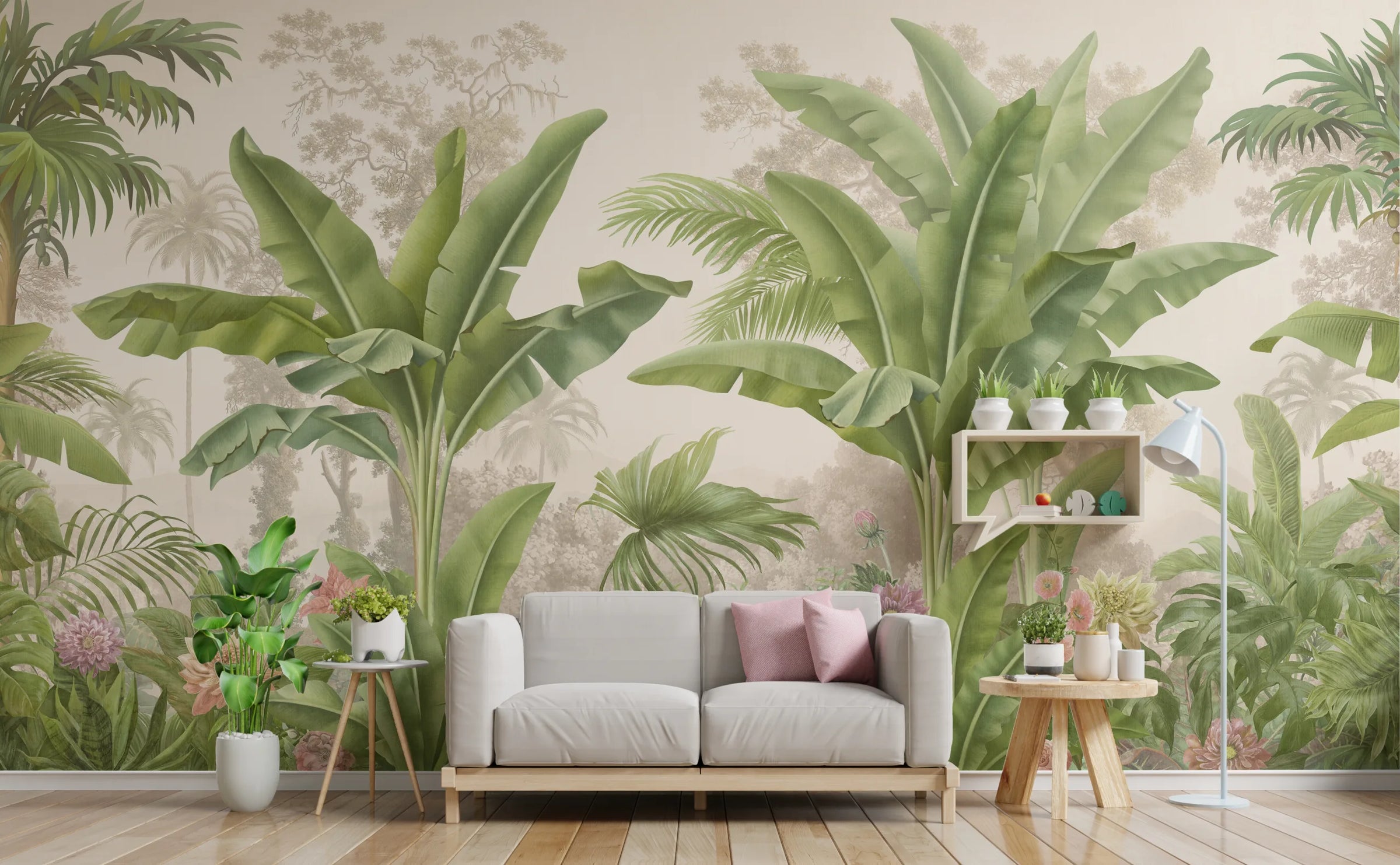 Tropical Botanical Wall Mural | Green Banana Leaf Peel And Stick Wallpaper image 4