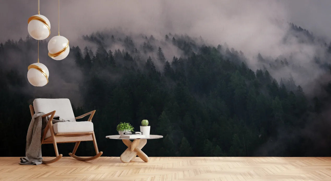 Foggy Lush Forest Peel and Stick Wallpaper for Yoga image 4