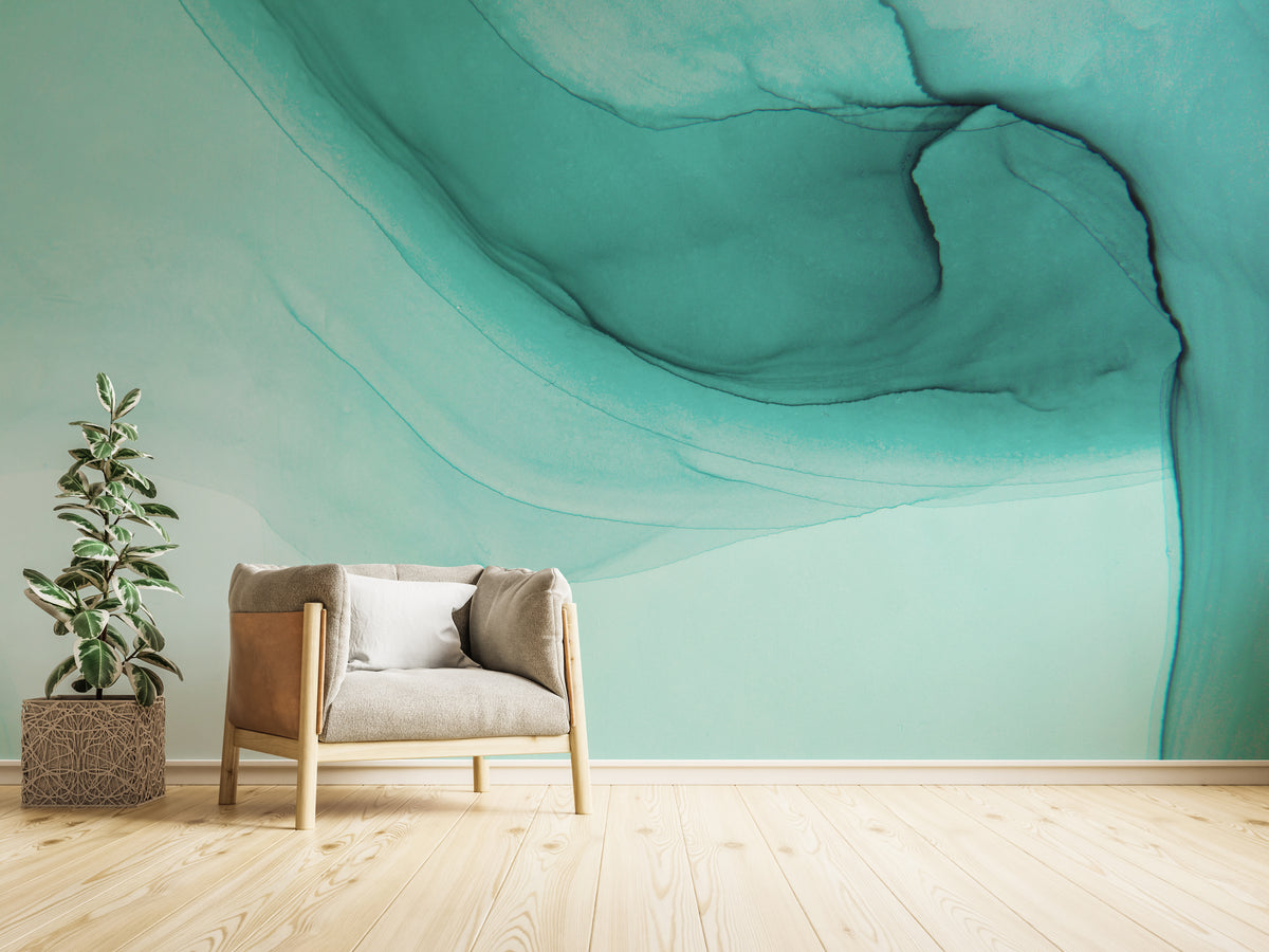 Light Aqua Turquoise Marble Wall Mural Living Room