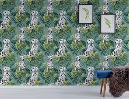 Dalmatian themed wall design with green foliage elements, perfect for pet lover bedroom