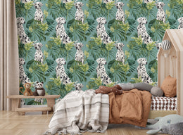 Green tropical Dalmatian design wall feature, perfect for playful nursery or baby room