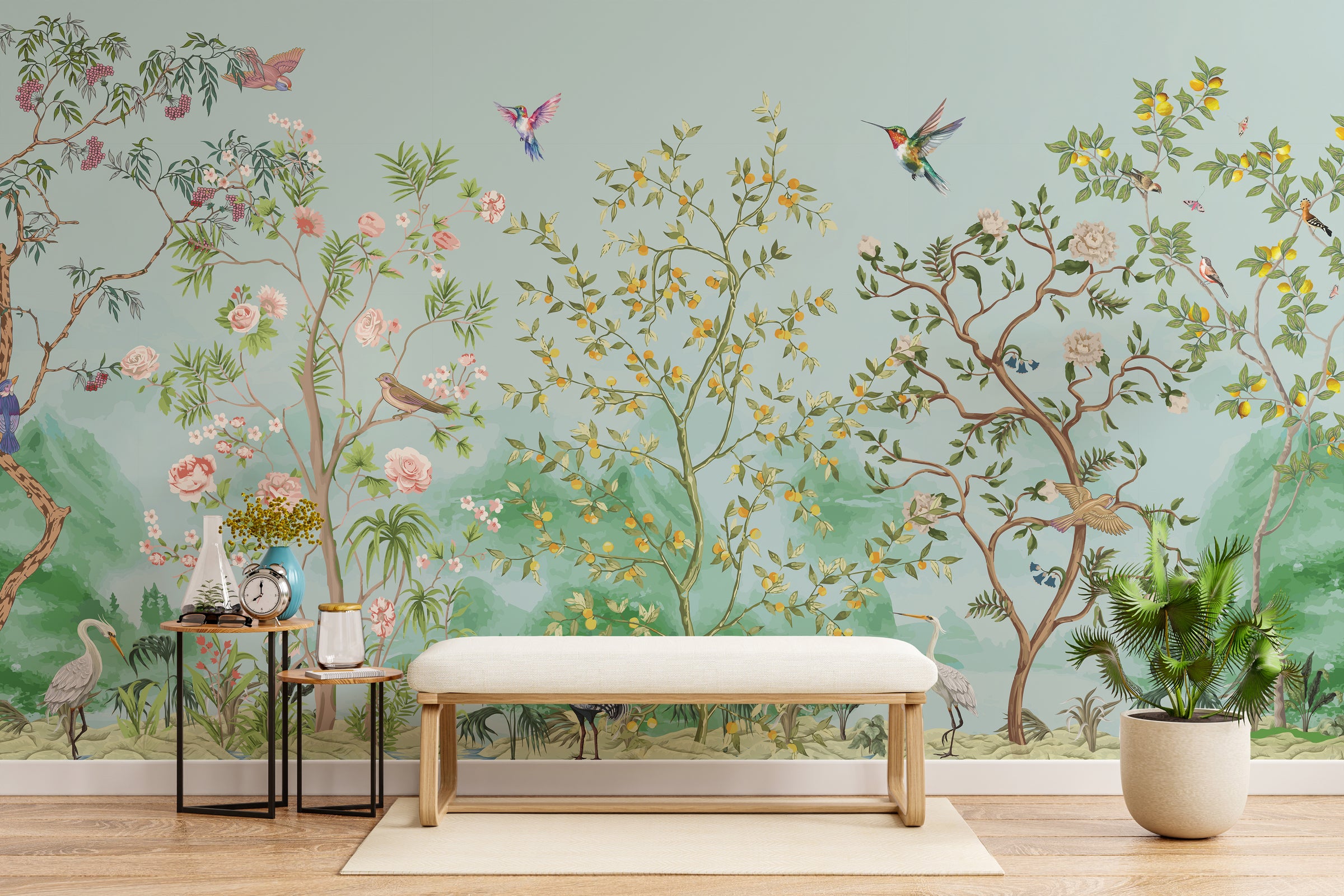 Japanese Garden Serenity Floral Wallpaper