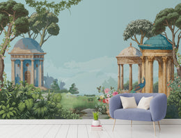 Traditional Garden Symphony Blue Removable Wallpaper