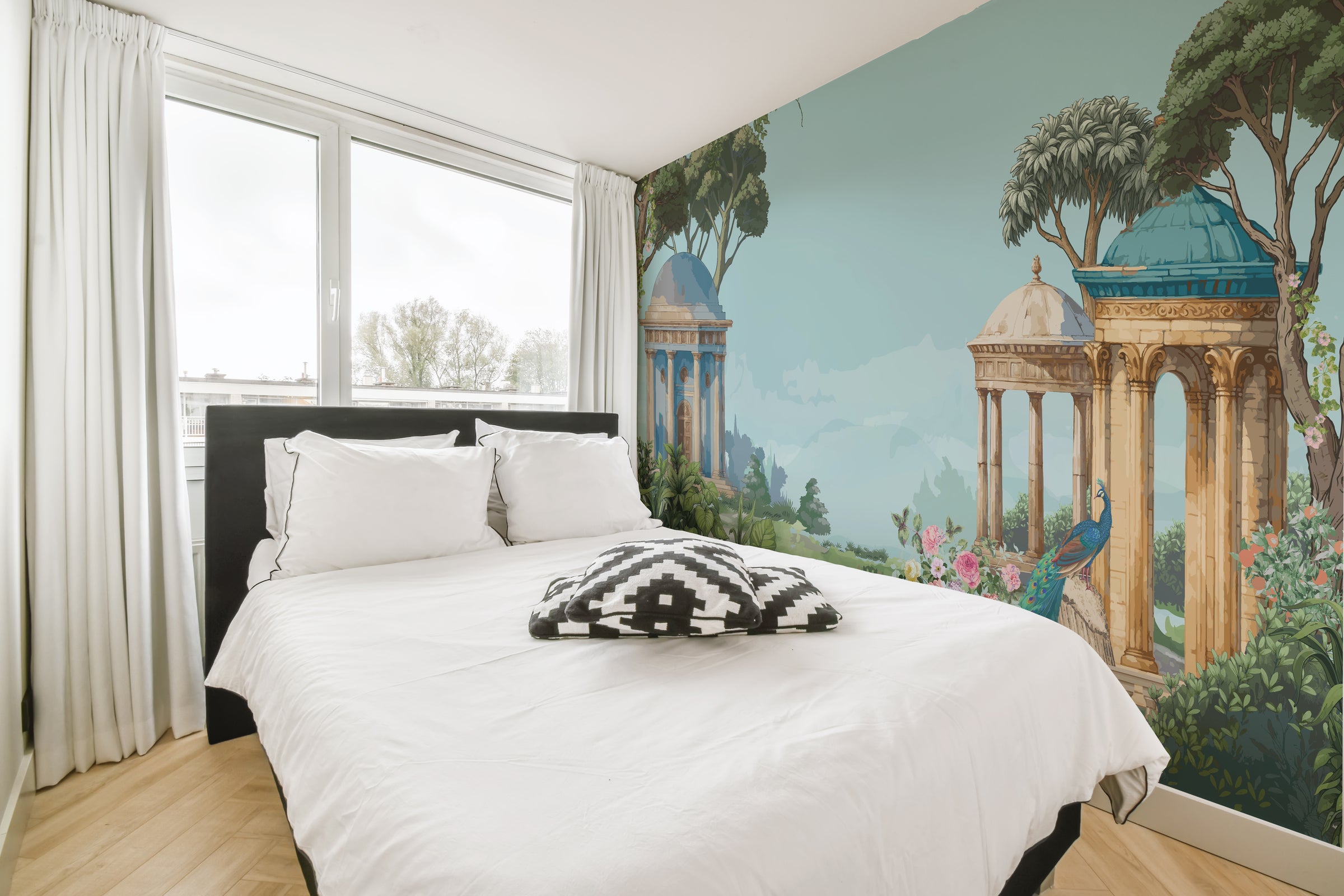 Traditional Garden Symphony Blue Removable Wallpaper