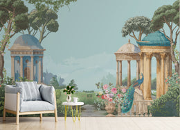 Traditional Garden Symphony Blue Removable Wallpaper