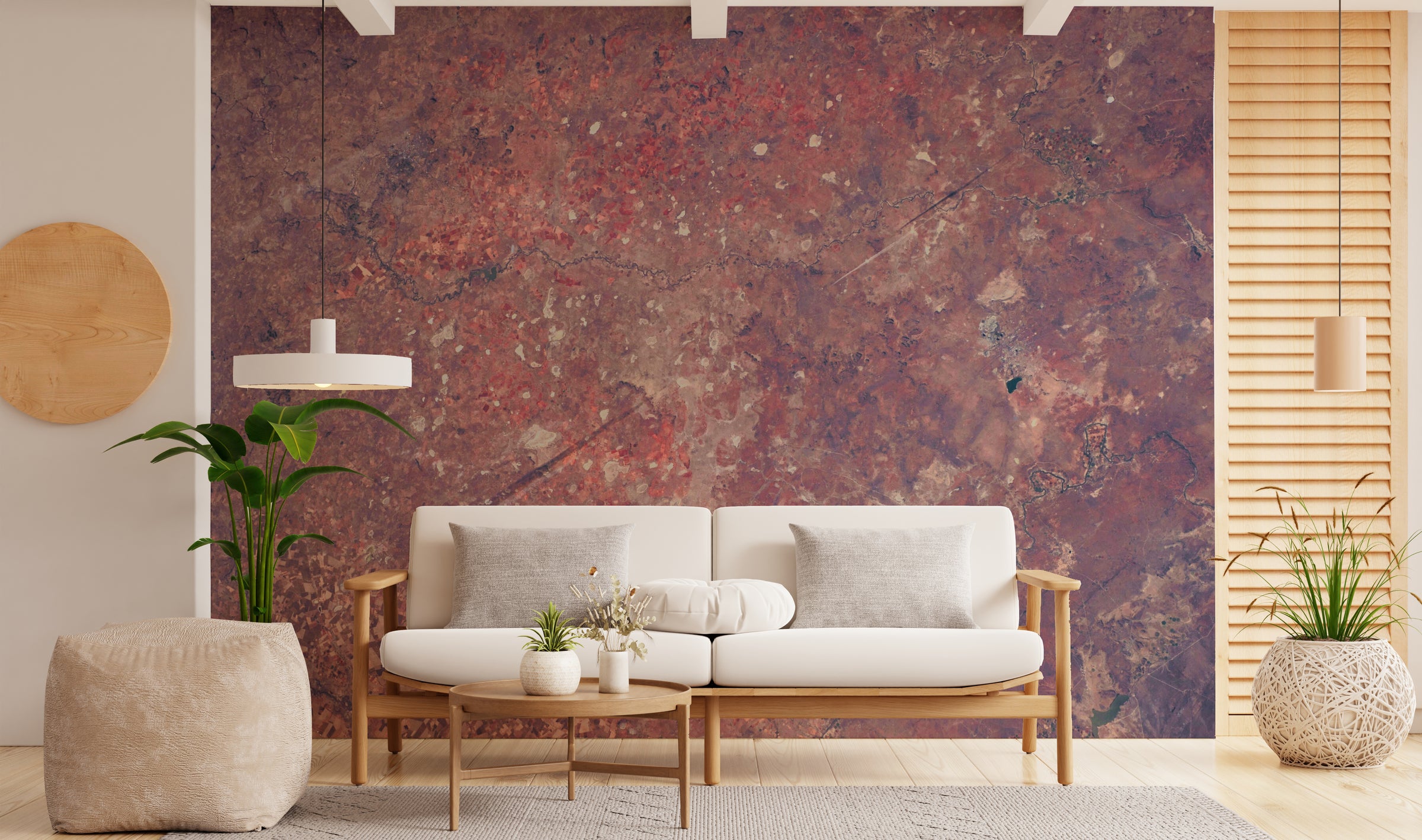 Bold Industrial Rustic Red Metallic Removable Wallpaper