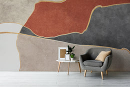 Contemporary Abstract Rust Black Mural | Geometric Peel and Stick Wallpaper image 3