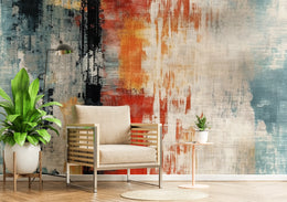 Grunge Abstract Concrete Wallpaper | Red Blue Peel and Stick Wallpaper image 3