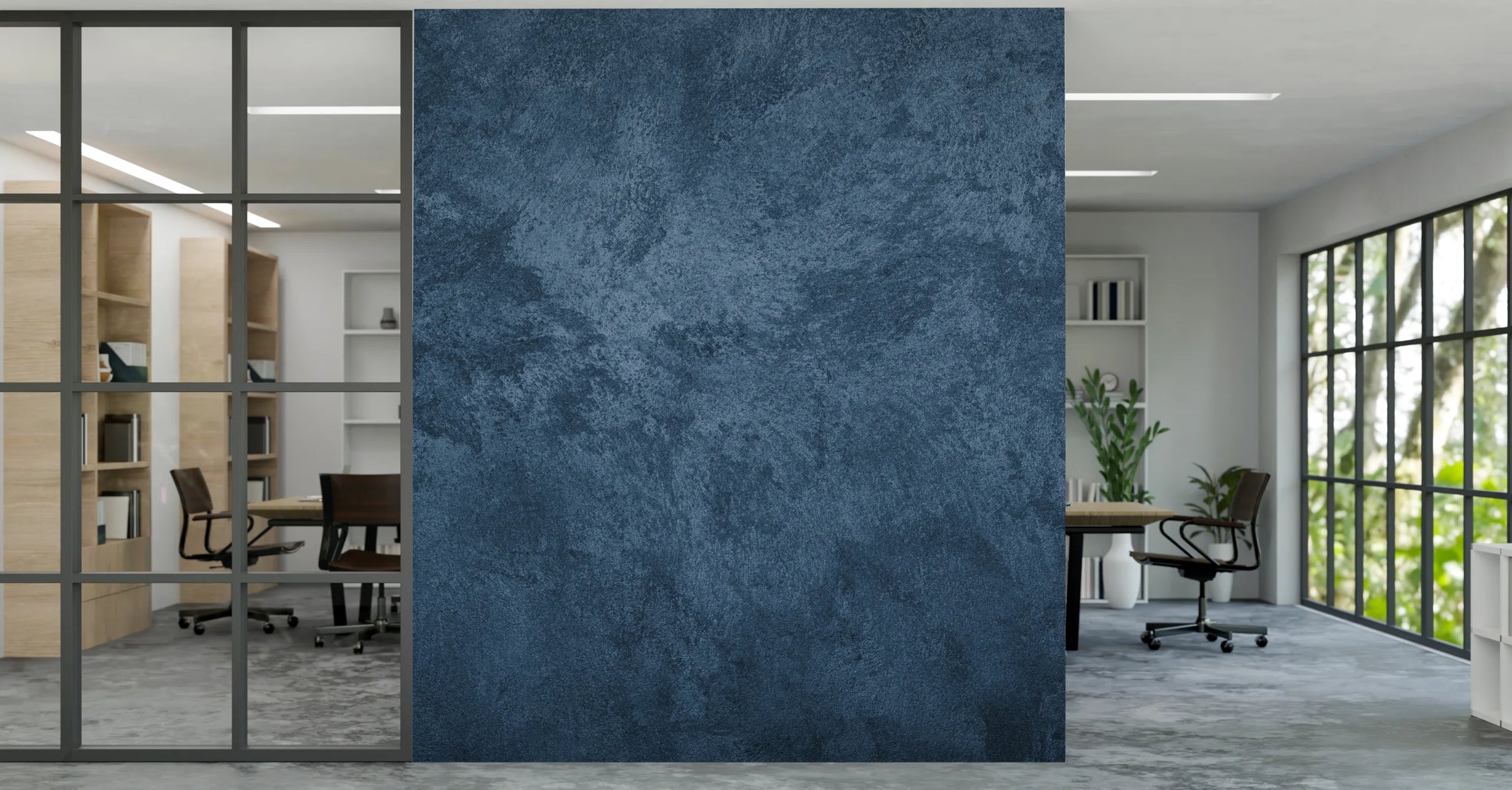 Concrete Urban Blue Office Peel and Stick Wallpaper image 1