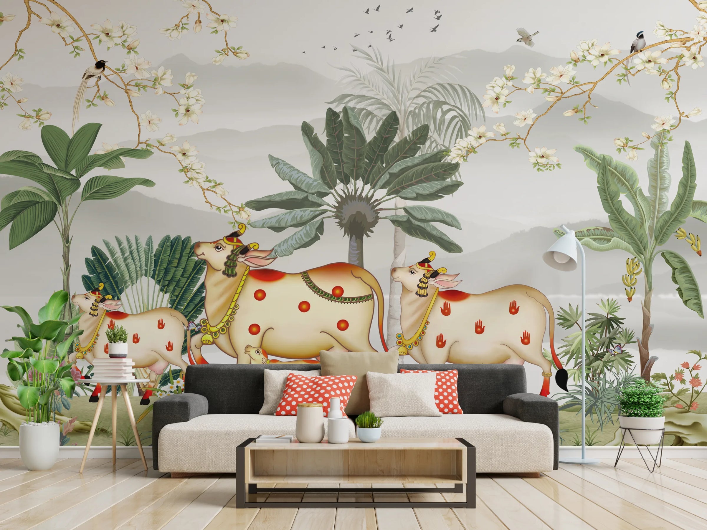 Traditional Tropical Pichwai Art Peel Stick Wallpaper image 4