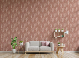 Boho Feather Grass Pink Peel and Stick Wallpaper image 3