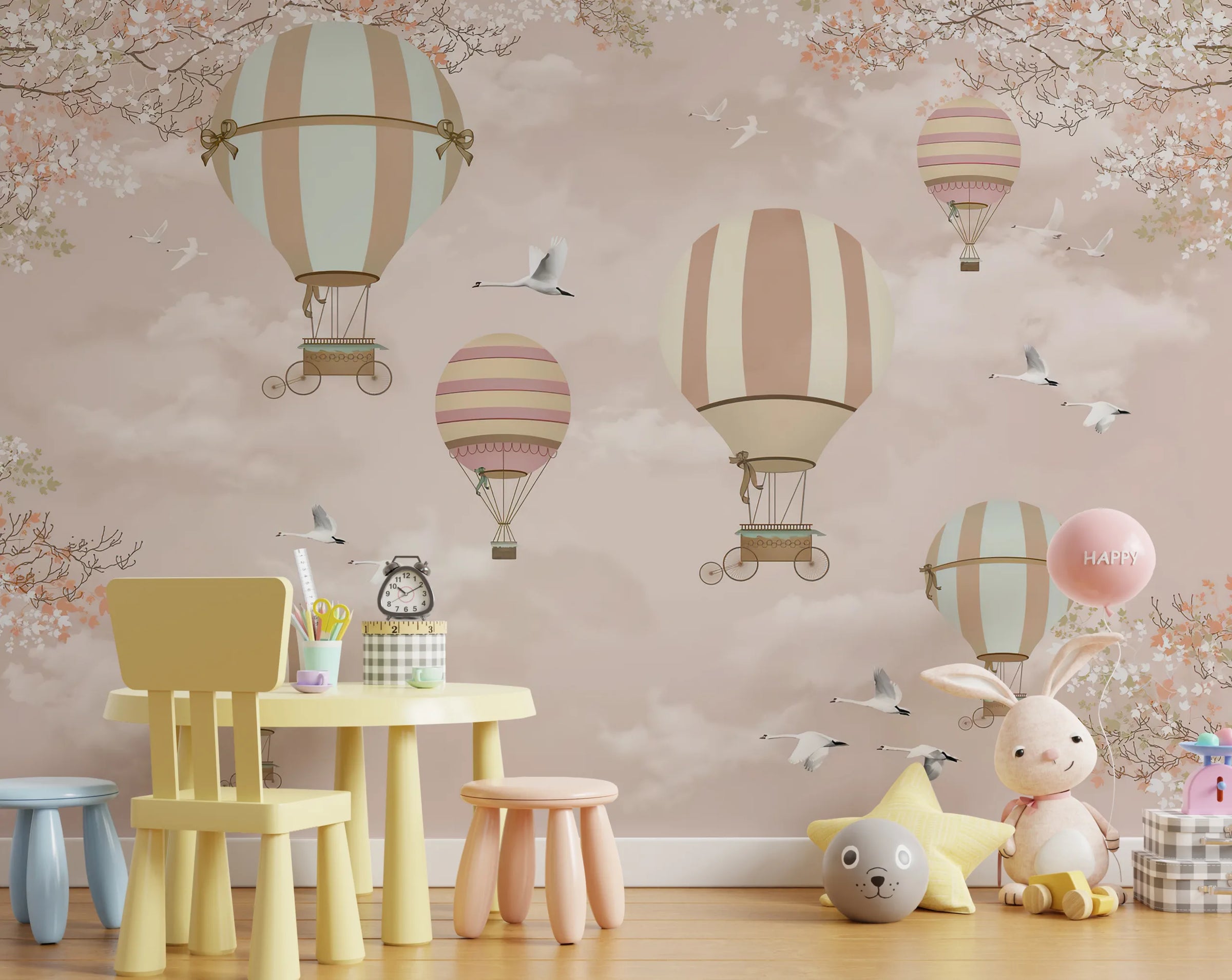 Pink Air Balloons Dreamscape Kids Removable Wallpaper image 2