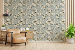 Vintage Shabby Chic White Flower Wallpaper image 4
