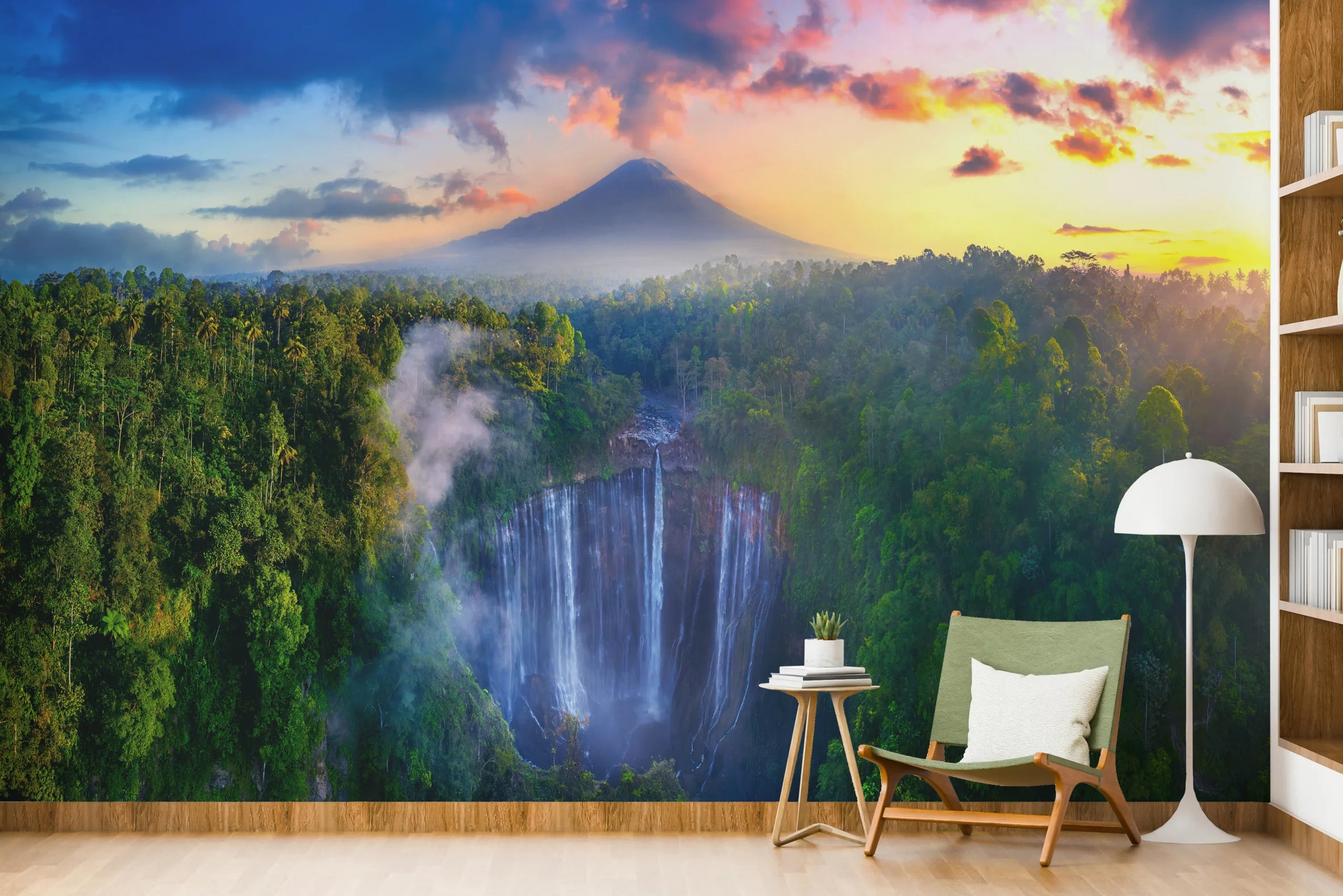 Nature Waterfall Wallpaper | Green Landscape Removable Home Decor image 2