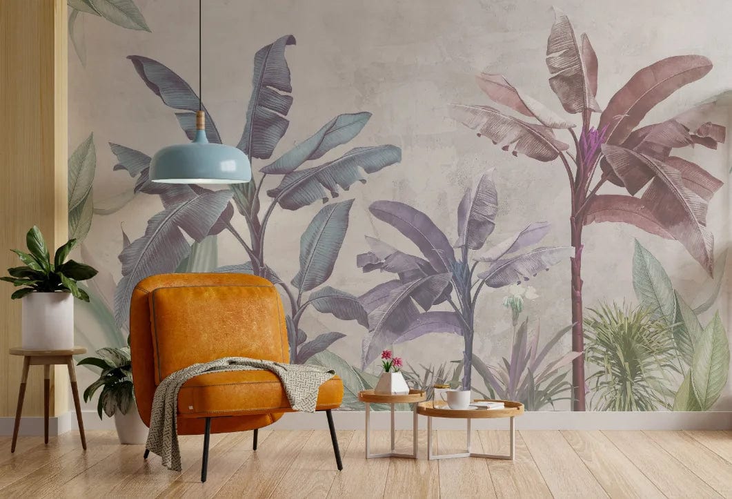 Soft Color Tropical Leaf Design Wallpaper image 0