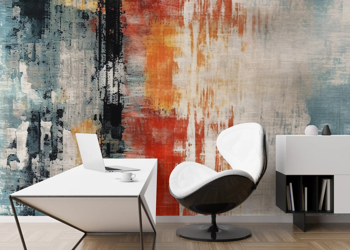 Grunge Abstract Concrete Wallpaper | Red Blue Peel and Stick Wallpaper