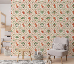 Tiger Jungle Peel and Stick Wallpaper | Terracotta &amp; Green Safari Art | Vintage Style | Kids Room image 2